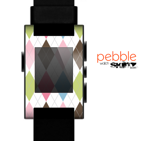 The Colorful Stitched Plaid Shapes Skin for the Pebble SmartWatch