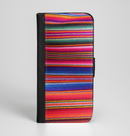 The Colorful Striped Fabric Ink-Fuzed Leather Folding Wallet Case for the iPhone 6/6s, 6/6s Plus, 5/5s and 5c