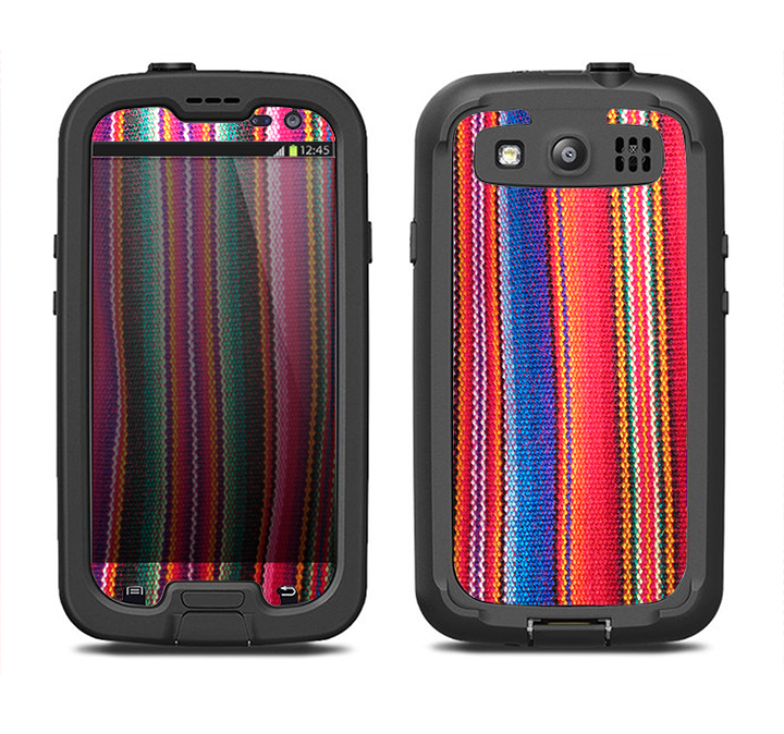 The Colorful Striped Fabric Samsung Galaxy S4 LifeProof Nuud Case Skin Set