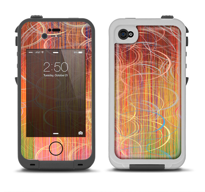 The Colorful Stripes and Swirls V43 Apple iPhone 4-4s LifeProof Fre Case Skin Set