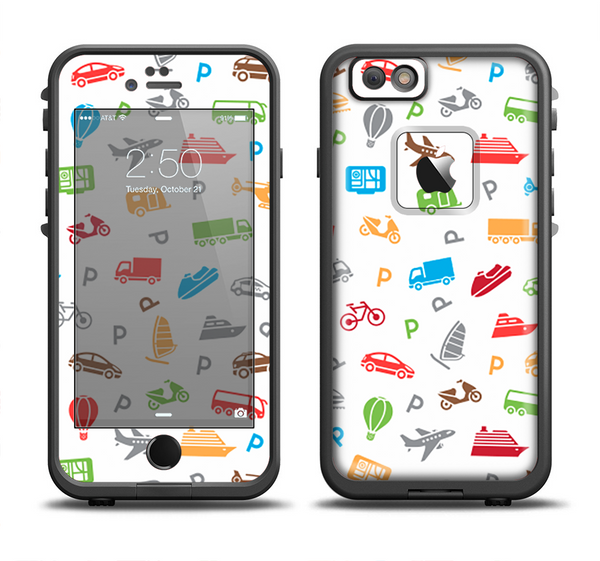 The Colorful Travel Collage Pattern Apple iPhone 6 LifeProof Fre Case Skin Set