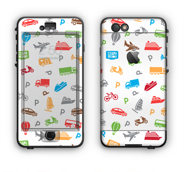 The Colorful Travel Collage Pattern Apple iPhone 6 Plus LifeProof Nuud Case Skin Set