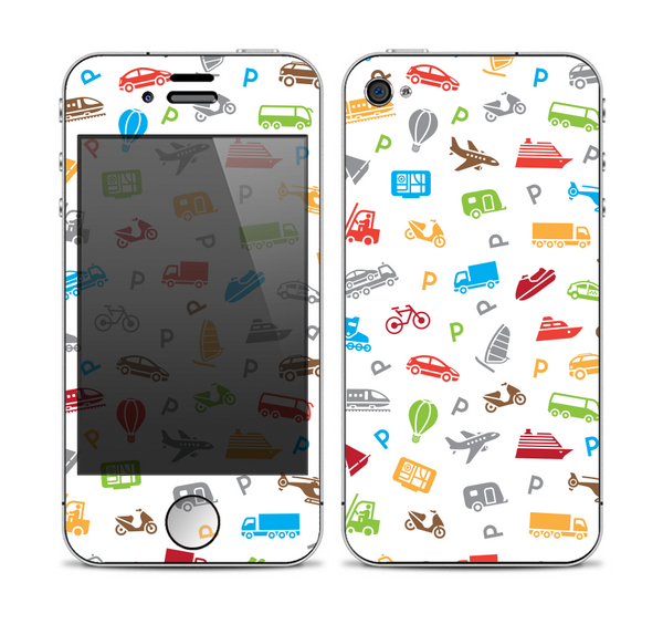 The Colorful Travel Collage Pattern Skin for the Apple iPhone 4-4s