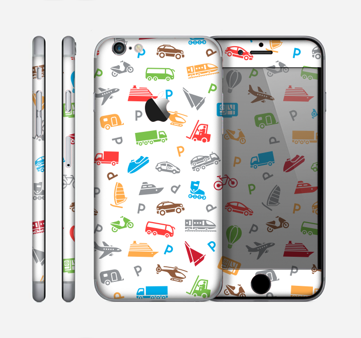 The Colorful Travel Collage Pattern Skin for the Apple iPhone 6