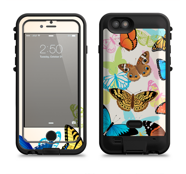 The Colorful Vector Butterflies Apple iPhone 6/6s LifeProof Fre POWER Case Skin Set