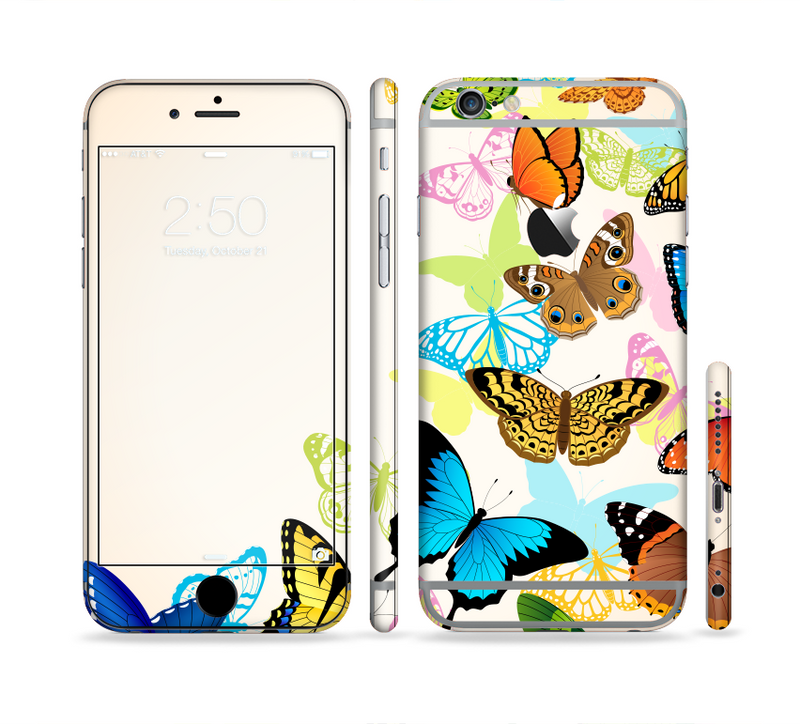 The Colorful Vector Butterflies Sectioned Skin Series for the Apple iPhone 6s