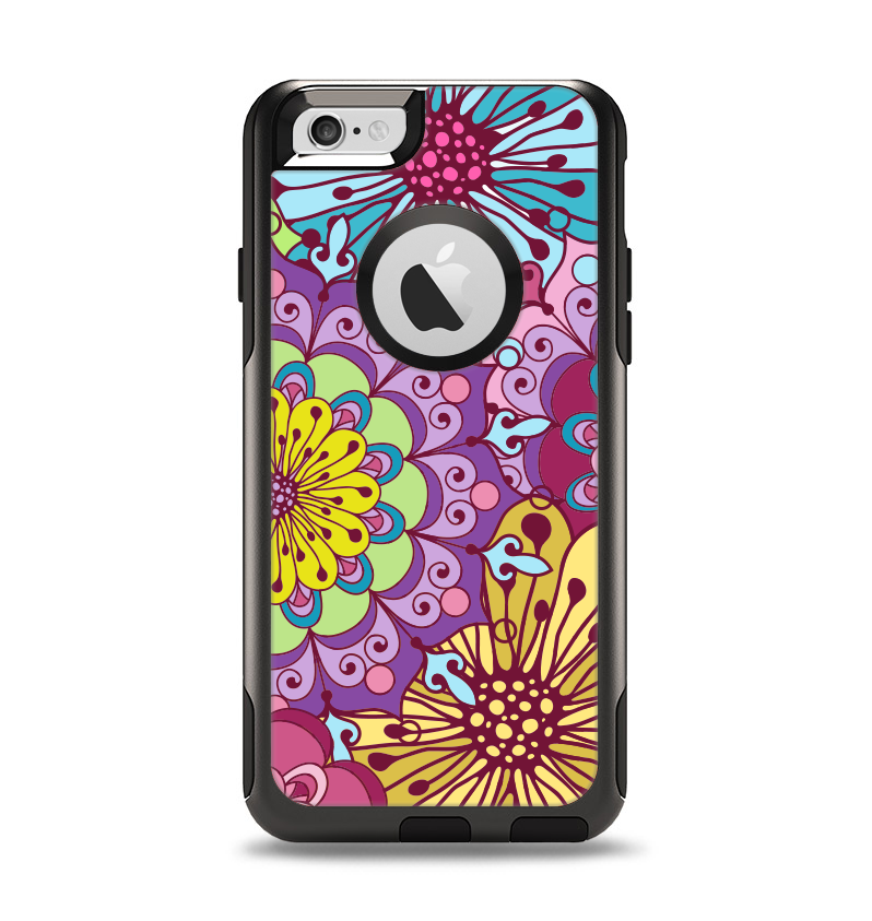 The Colorful Vector Flower Collage Apple iPhone 6 Otterbox Commuter Case Skin Set