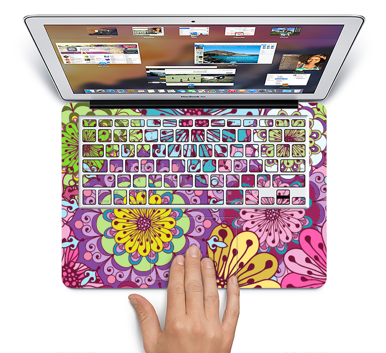 The Colorful Vector Flower Collage Skin Set for the Apple MacBook Pro 15" with Retina Display