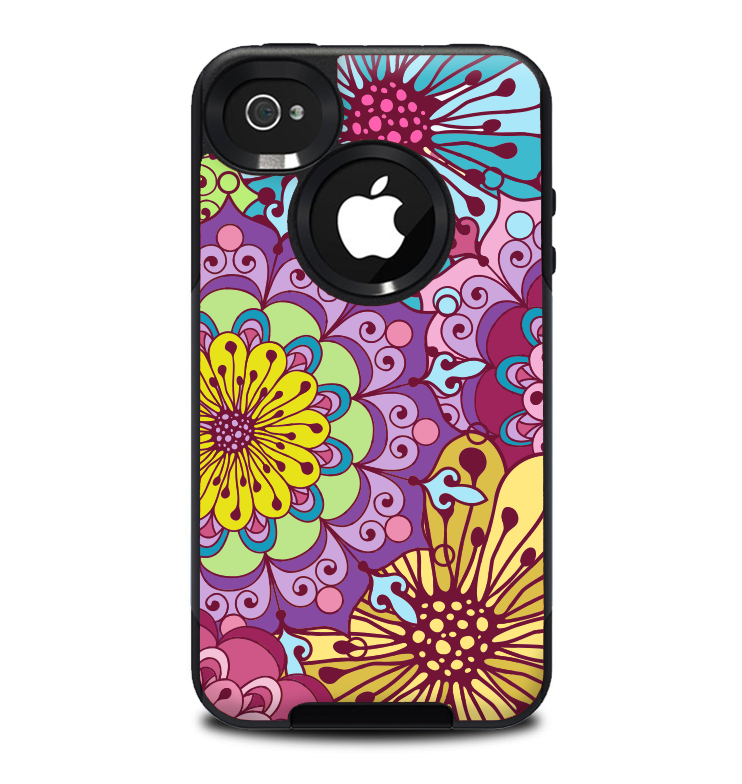 The Colorful Vector Flower Collage Skin for the iPhone 4-4s OtterBox Commuter Case