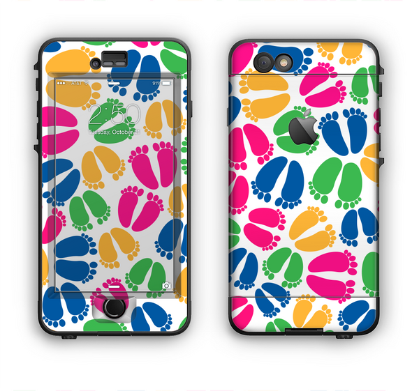The Colorful Vector Footprints Apple iPhone 6 Plus LifeProof Nuud Case Skin Set