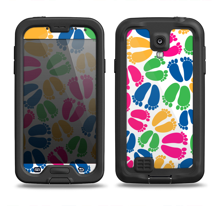 The Colorful Vector Footprints Samsung Galaxy S4 LifeProof Fre Case Skin Set