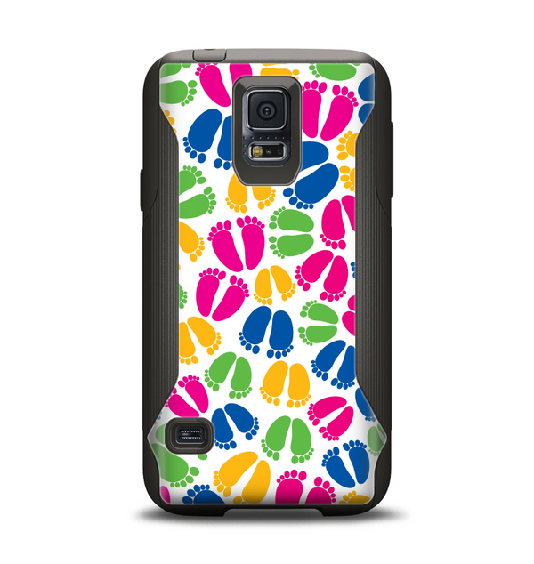 The Colorful Vector Footprints Samsung Galaxy S5 Otterbox Commuter Case Skin Set