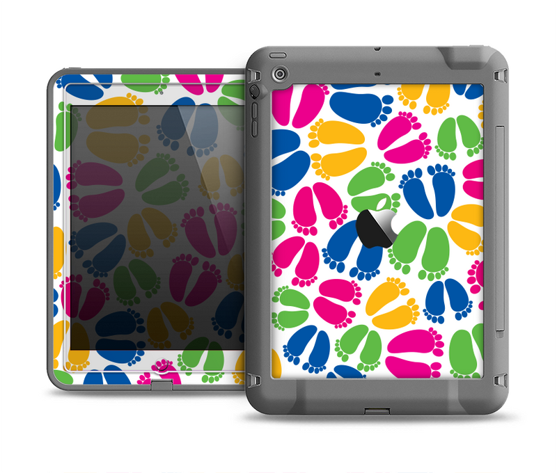 The Colorful Vector Footprints Apple iPad Air LifeProof Fre Case Skin Set