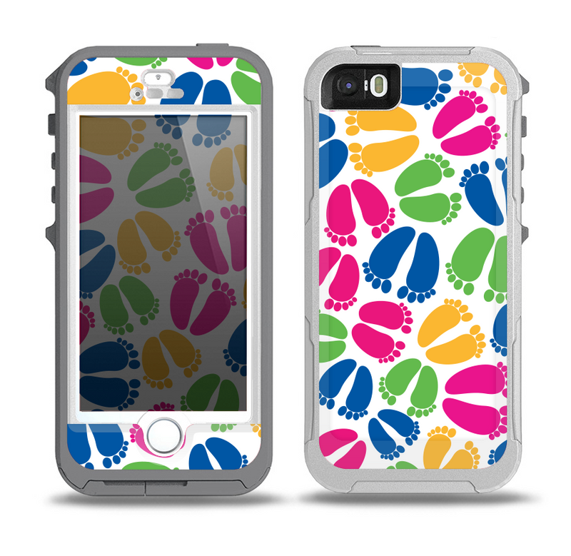 The Colorful Vector Footprints Skin for the iPhone 5-5s OtterBox Preserver WaterProof Case