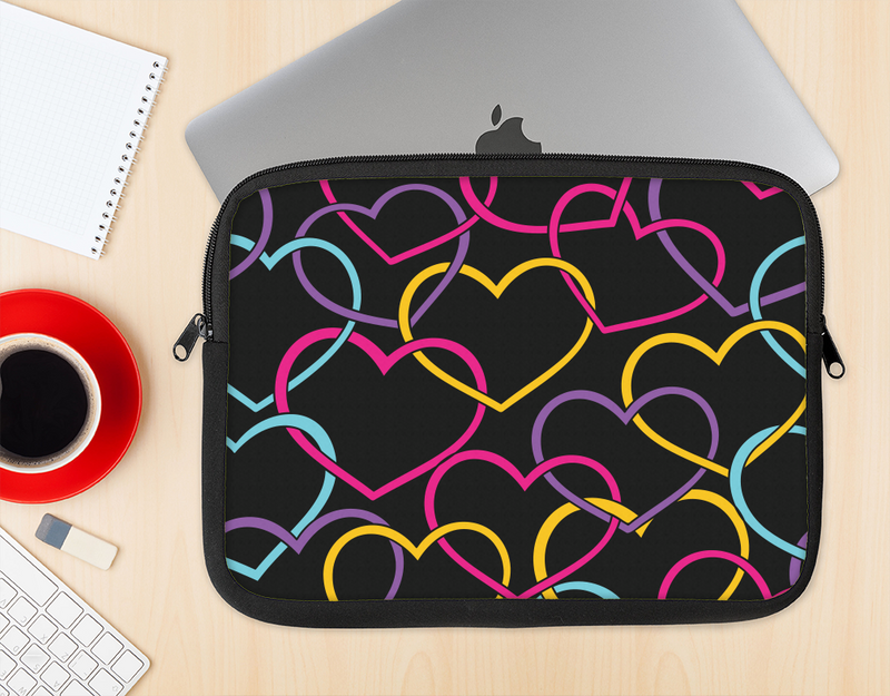 The Colorful Vector Hearts Ink-Fuzed NeoPrene MacBook Laptop Sleeve
