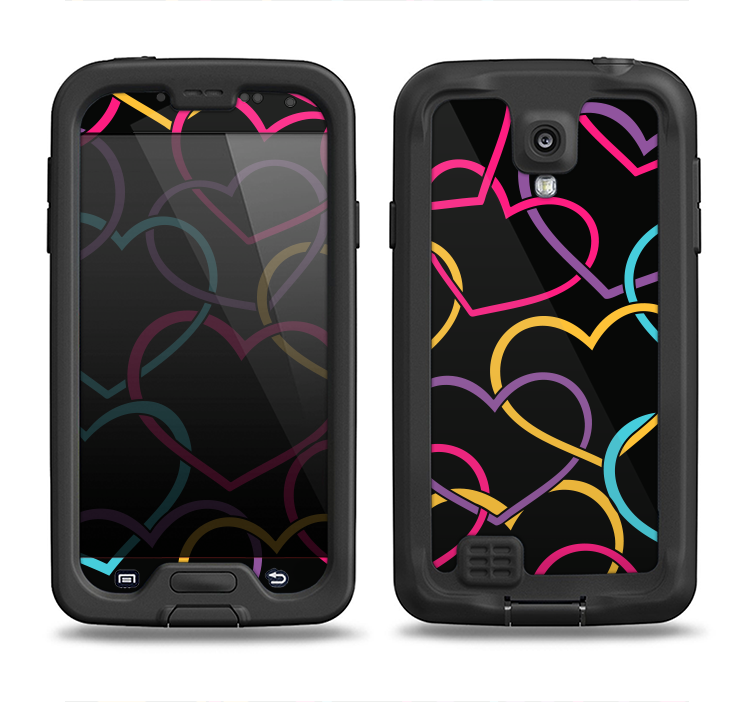 The Colorful Vector Hearts Samsung Galaxy S4 LifeProof Nuud Case Skin Set