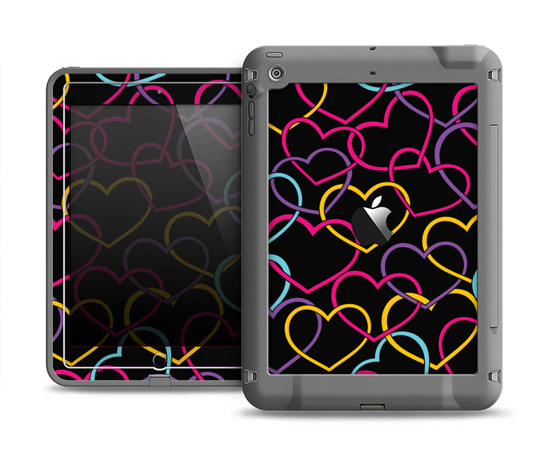 The Colorful Vector Hearts Apple iPad Air LifeProof Fre Case Skin Set
