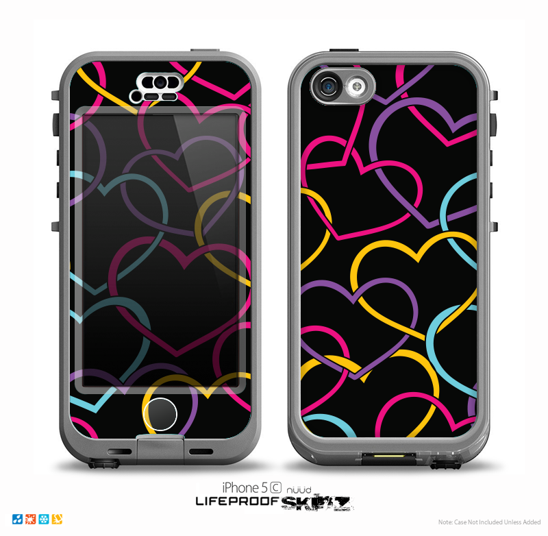The Colorful Vector Hearts Skin for the iPhone 5c nüüd LifeProof Case