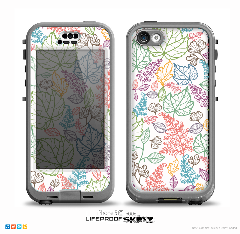 The Colorful Vector Leaves on White Skin for the iPhone 5c nüüd LifeProof Case