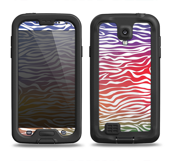 The Colorful Vector Zebra Animal Print Samsung Galaxy S4 LifeProof Nuud Case Skin Set