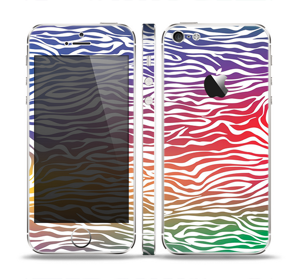 The Colorful Vector Zebra Animal Print Skin Set for the Apple iPhone 5