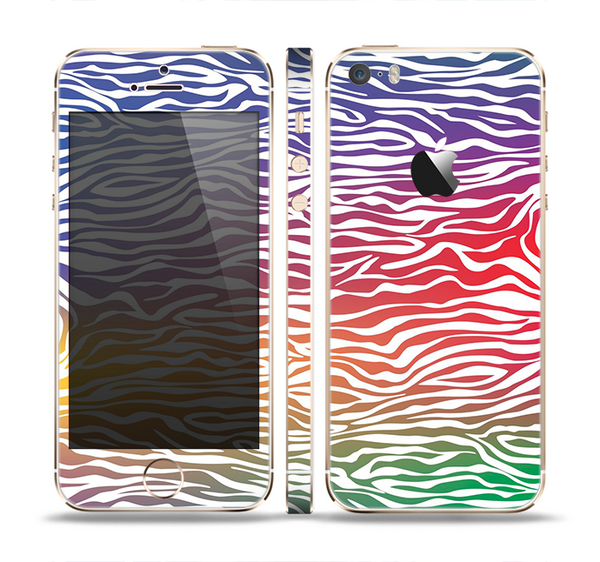The Colorful Vector Zebra Animal Print Skin Set for the Apple iPhone 5s