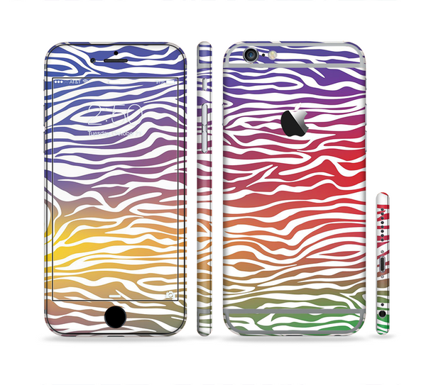 The Colorful Vector Zebra Animal Print Sectioned Skin Series for the Apple iPhone 6 Plus