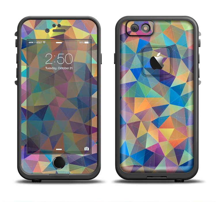 The Colorful Vibrant Triangle Connect Pattern Apple iPhone 6/6s Plus LifeProof Fre Case Skin Set