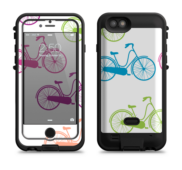 The Colorful Vintage Bike on White Pattern Apple iPhone 6/6s LifeProof Fre POWER Case Skin Set