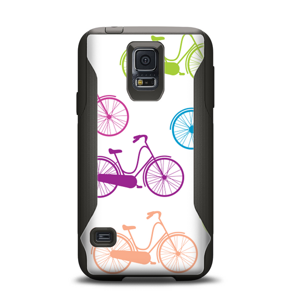 The Colorful Vintage Bike on White Pattern Samsung Galaxy S5 Otterbox Commuter Case Skin Set