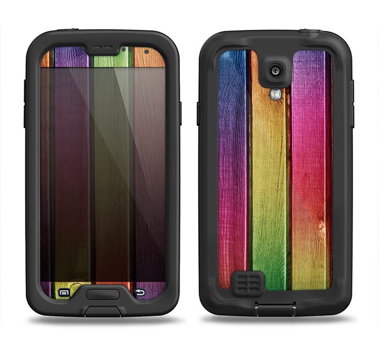 The Colorful Vivid Wood Planks Samsung Galaxy S4 LifeProof Fre Case Skin Set