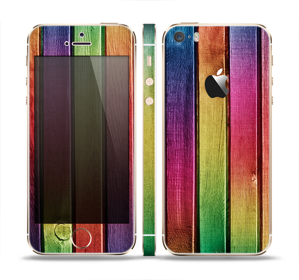 The Colorful Vivid Wood Planks Skin Set for the Apple iPhone 5s