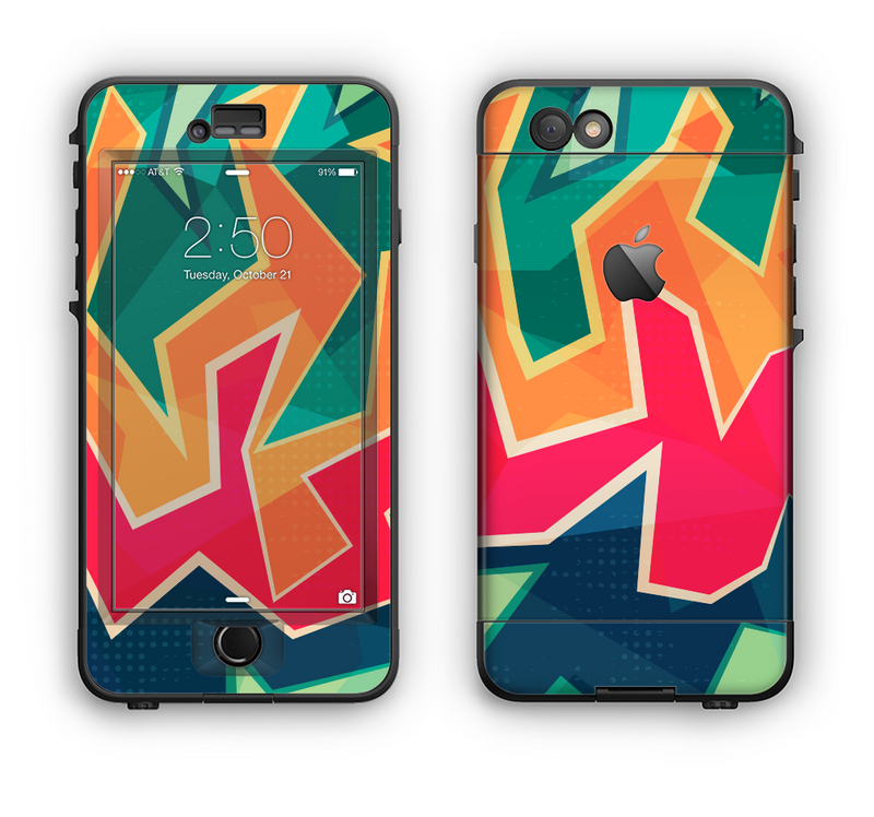 The Colorful WIld Abstract Color Pattern Apple iPhone 6 LifeProof Nuud Case Skin Set