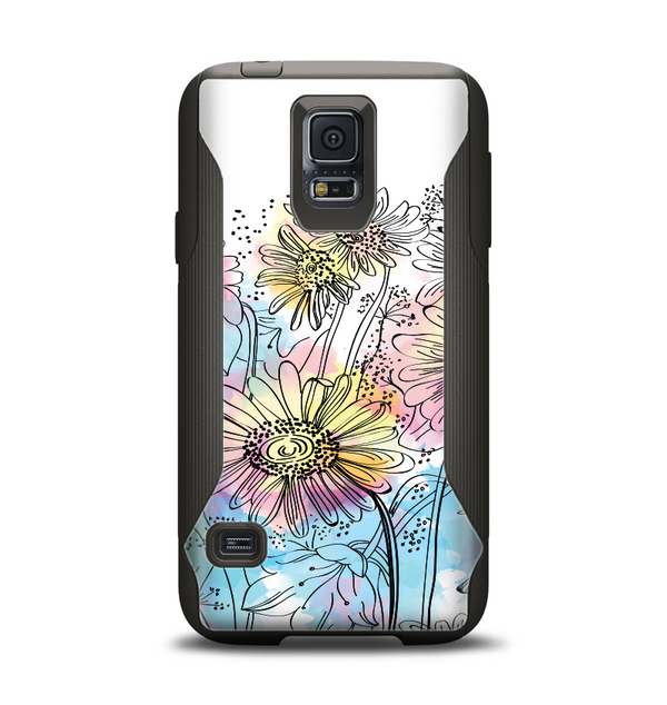 The Colorful WaterColor Floral Samsung Galaxy S5 Otterbox Commuter Case Skin Set