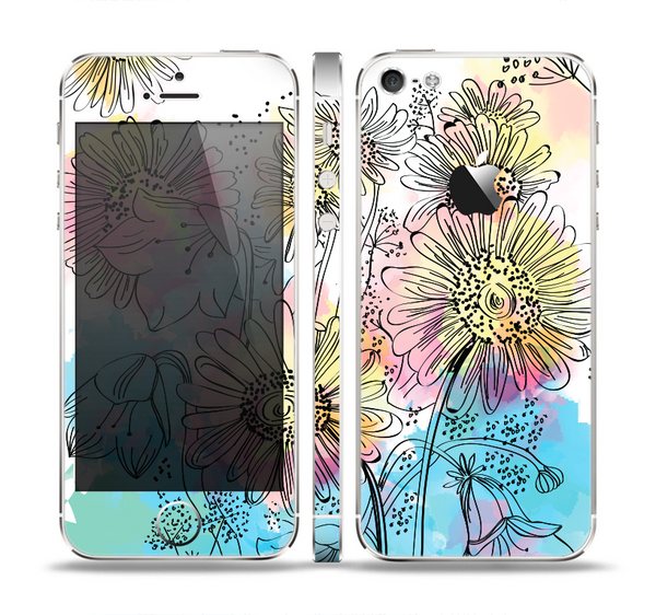 The Colorful WaterColor Floral Skin Set for the Apple iPhone 5