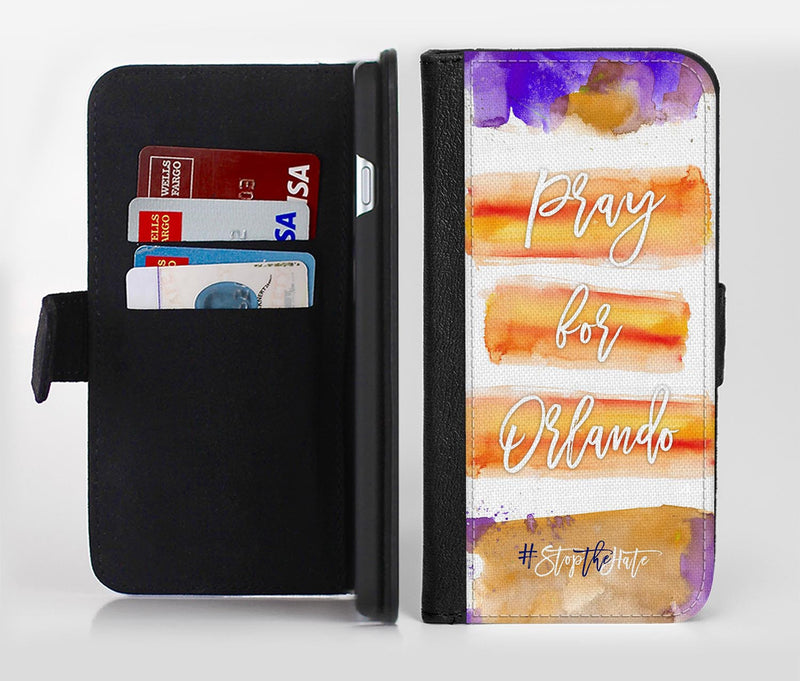 Pray For Orlando V10 Ink-Fuzed Leather Folding Wallet Credit-Card Case for the Apple iPhone 6/6s, 6/6s Plus, 5/5s and 5c