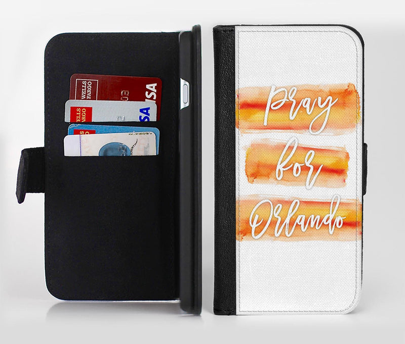Pray For Orlando V6 Ink-Fuzed Leather Folding Wallet Credit-Card Case for the Apple iPhone 6/6s, 6/6s Plus, 5/5s and 5c