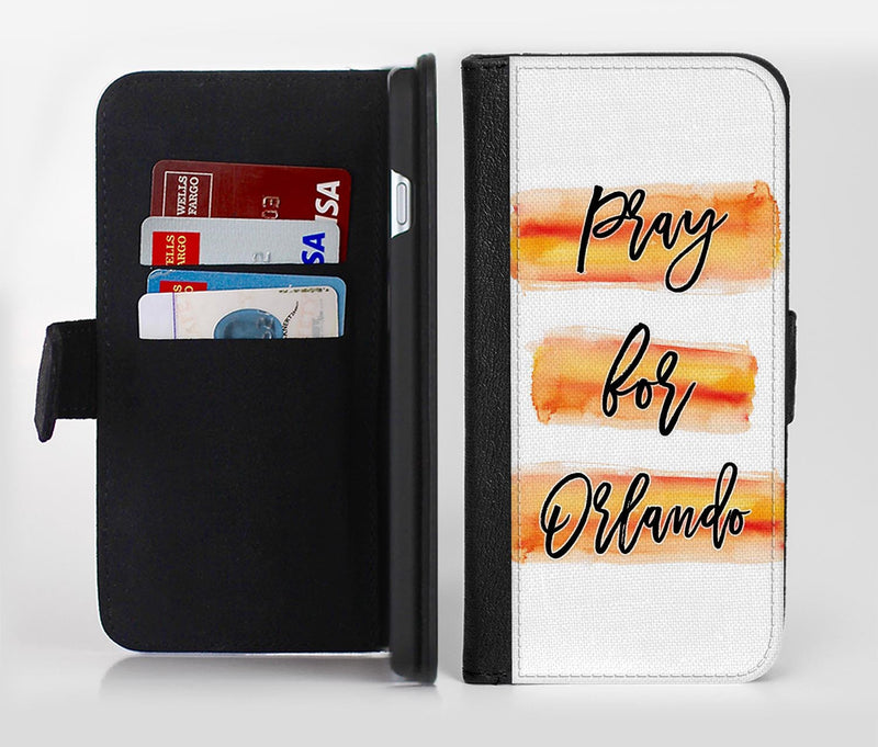 Pray For Orlando V8 Ink-Fuzed Leather Folding Wallet Credit-Card Case for the Apple iPhone 6/6s, 6/6s Plus, 5/5s and 5c