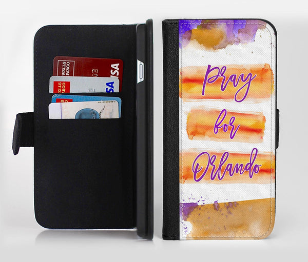 Pray For Orlando V8 Ink-Fuzed Leather Folding Wallet Credit-Card Case for the Apple iPhone 6/6s, 6/6s Plus, 5/5s and 5c