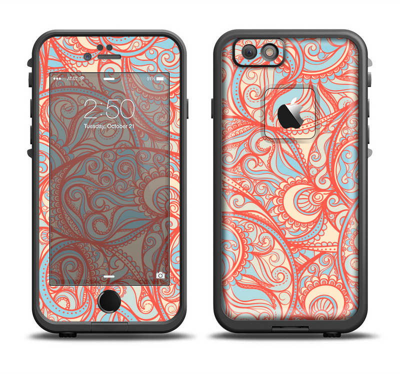 The Coral Abstract Pattern V34 Apple iPhone 6/6s Plus LifeProof Fre Case Skin Set