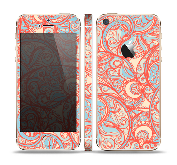 The Coral Abstract Pattern V34 Skin Set for the Apple iPhone 5s
