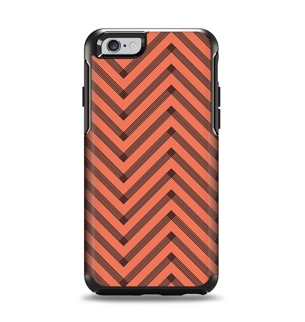 The Coral & Black Sketch Chevron Apple iPhone 6 Otterbox Symmetry Case Skin Set