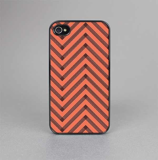 The Coral & Black Sketch Chevron Skin-Sert for the Apple iPhone 4-4s Skin-Sert Case