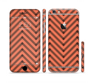 The Coral & Black Sketch Chevron Sectioned Skin Series for the Apple iPhone 6s Plus
