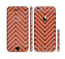 The Coral & Black Sketch Chevron Sectioned Skin Series for the Apple iPhone 6 Plus
