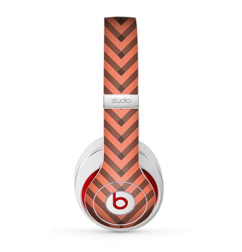 The Coral & Black Sketch Chevron Skin for the Beats by Dre Studio (2013+ Version) Headphones
