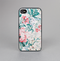 The Coral & Blue Grunge Watercolor Floral Skin-Sert for the Apple iPhone 4-4s Skin-Sert Case