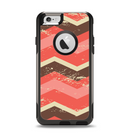 The Coral & Brown Wide Chevron Pattern Vintage V1 Apple iPhone 6 Otterbox Commuter Case Skin Set