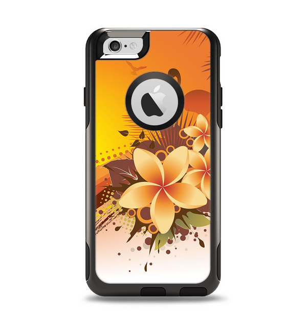 The Coral Colored Floral Pelical Apple iPhone 6 Otterbox Commuter Case Skin Set