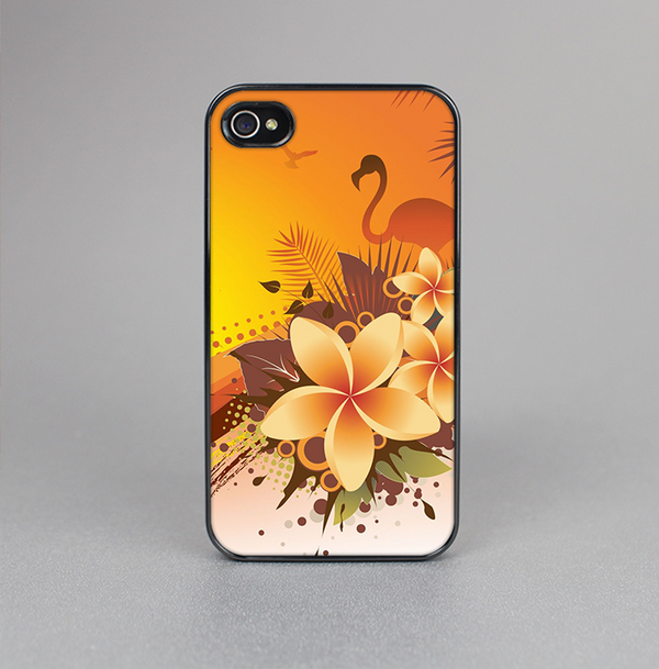 The Coral Colored Floral Pelical Skin-Sert for the Apple iPhone 4-4s Skin-Sert Case